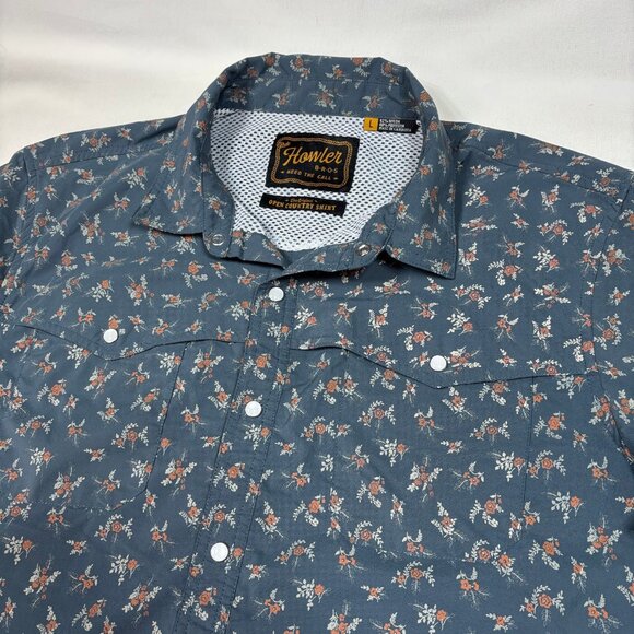 Howler Brothers Open Country Shirt Floral Hawaiian Western Cowboy Shirt Mens L - Picture 7 of 7